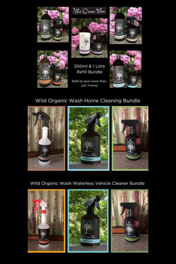 Wild Organic Wash Bundles - Car Cleaning, Home Cleaning, Refills - save money