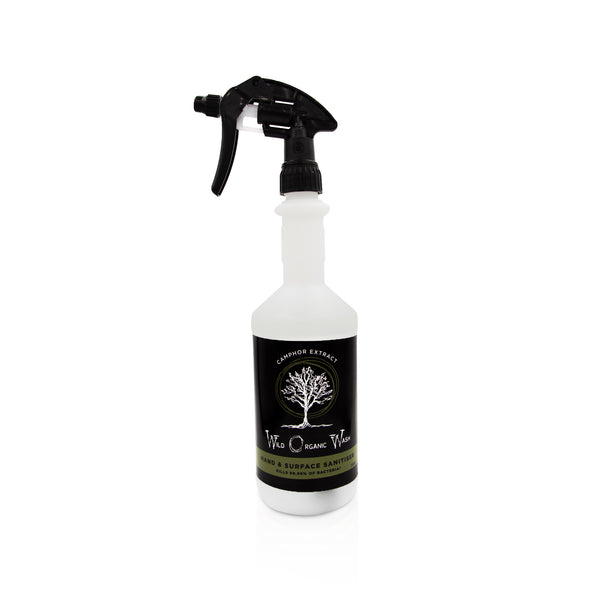 Wild Organic Wash Hand & Surface Sanitiser – naturally antibacterial and antifungal 750ml spray bottle