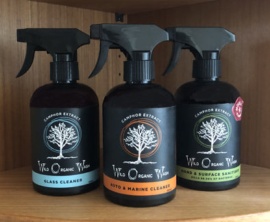 Waterless Car Wash Bundle - consists of Wild Organic Wash Auto & Marine Cleaner.  A waterless car and boat cleaner Wild Organic Wash, Glass Cleaner – for a crystal clear, streak free finish on all glass surfaces, Wild Organic Wash Hand & Surface Sanitiser – naturally antibacterial and antifungal
