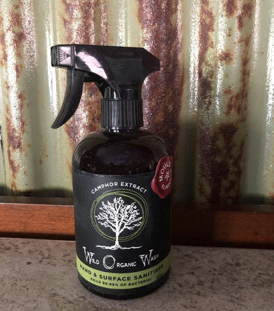 Wild Organic Wash Hand & Surface Sanitiser – naturally antibacterial and antifungal - 500ml spray bottle